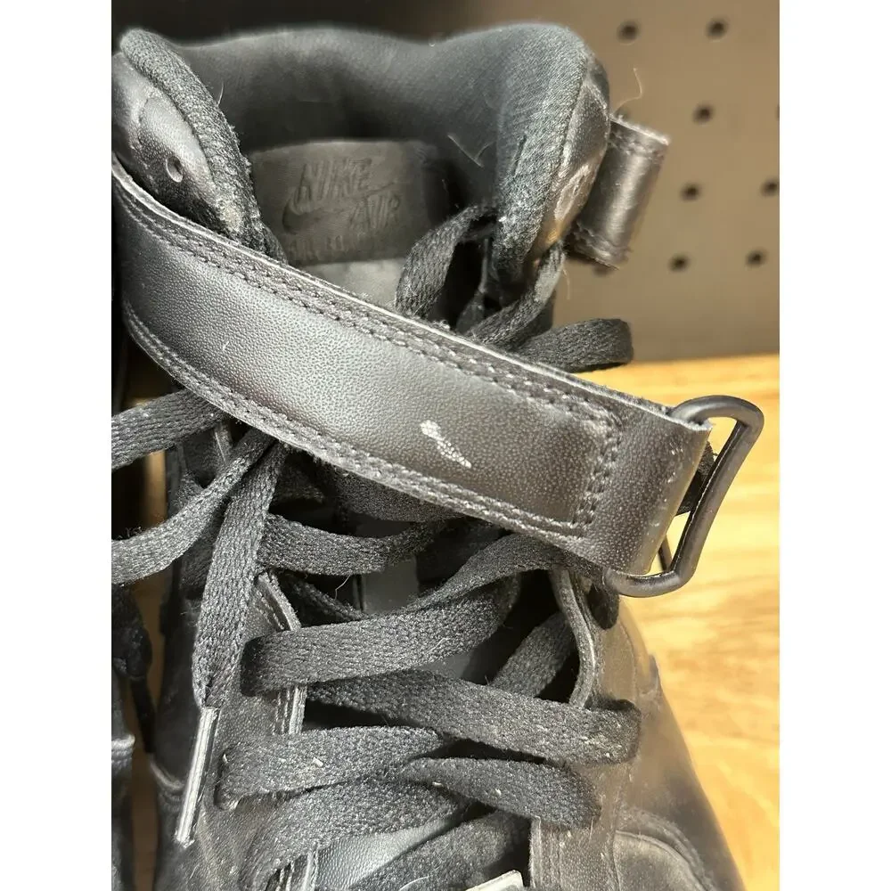 Nike Air Force 1 '07 Mid Triple Black Leather Men’s Sneakers CW2289-001 Size 13